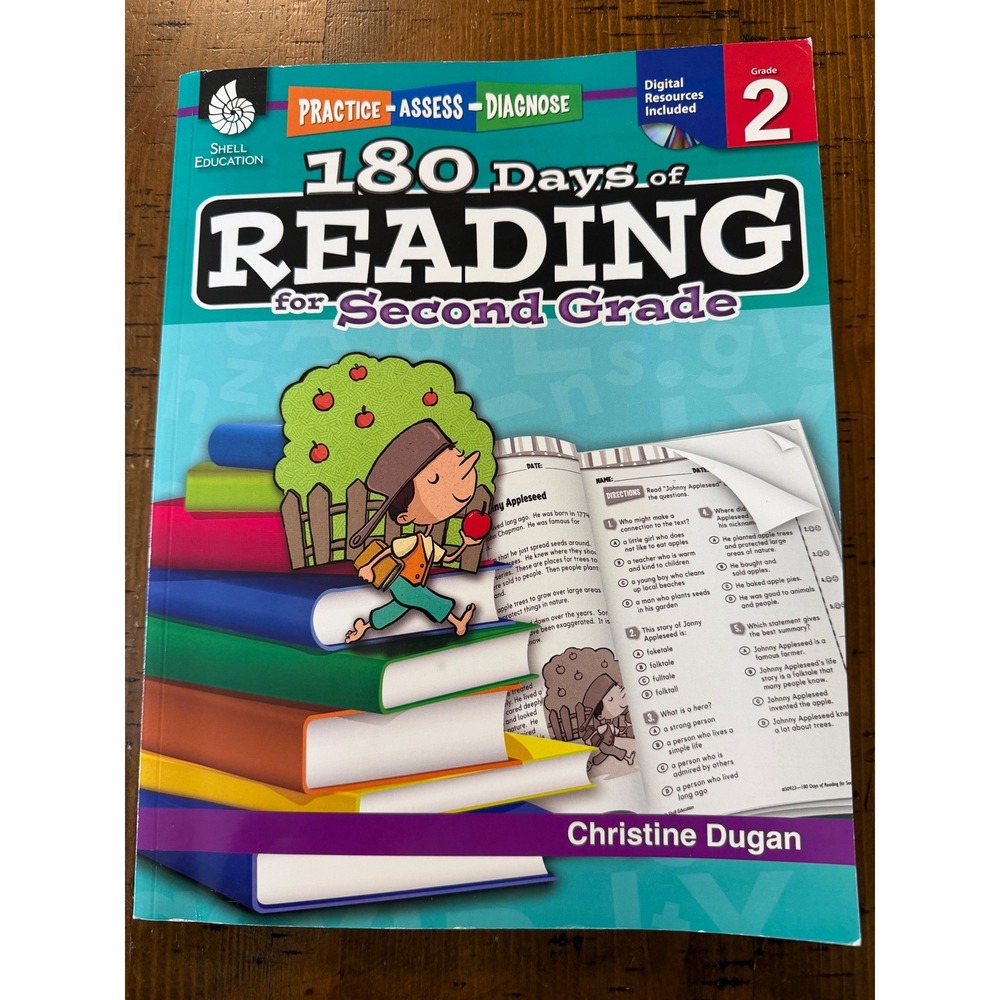 Shell Education 180 Days of Reading for Second Grade Workbook with CD Dugan